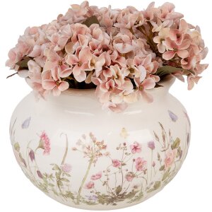 Clayre & Eef 6CE1944L Bloempot Beige Roze Ø 23x16 cm Keramiek Landelijke Stijl
