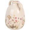 Clayre & Eef 6CE1947L Vaas Beige Roze Ø 16x22 cm Keramiek Landelijke Stijl