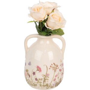 Clayre & Eef 6CE1947M Keramische Vaas Beige Roze Ø 14x18 cm Landelijke Stijl