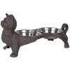 Clayre & Eef 6Y5641 Voerbak Bruin IJzer 39x15x19 cm 2x225 ml