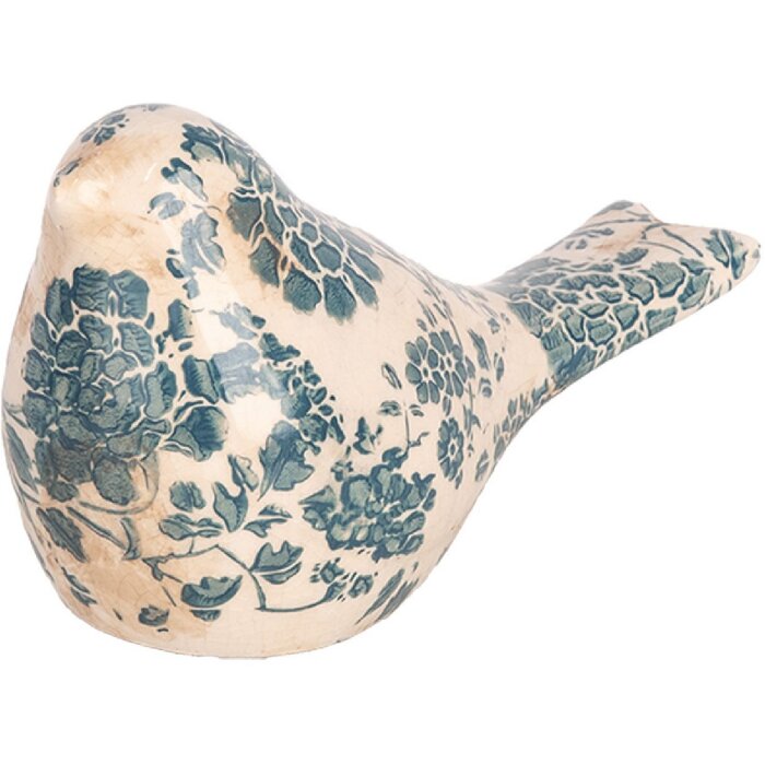 Clayre & Eef 6CE1950S Decoratie Vogel Beige Groen 16x7x9 cm