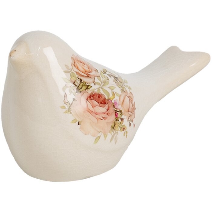 Clayre & Eef 6CE1951S Decoratie Vogel Beige Roze 16x7x9 cm