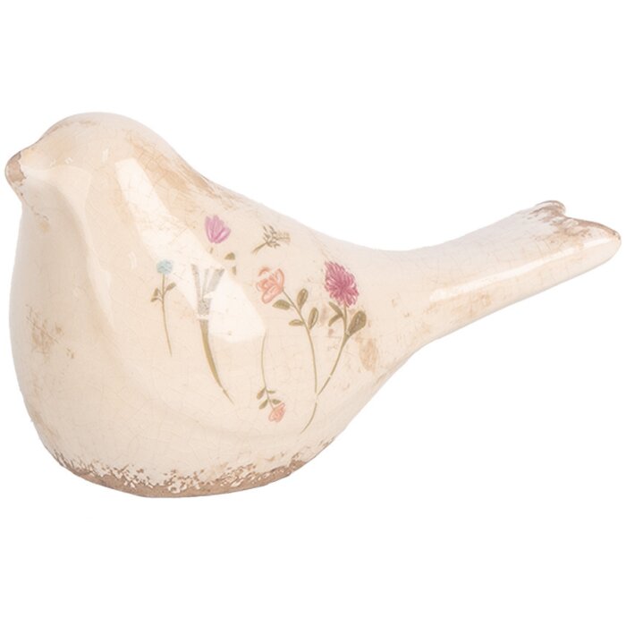 Clayre & Eef 6CE1952S Decoratie Vogel Roze Beige 16x7x9 cm Keramiek