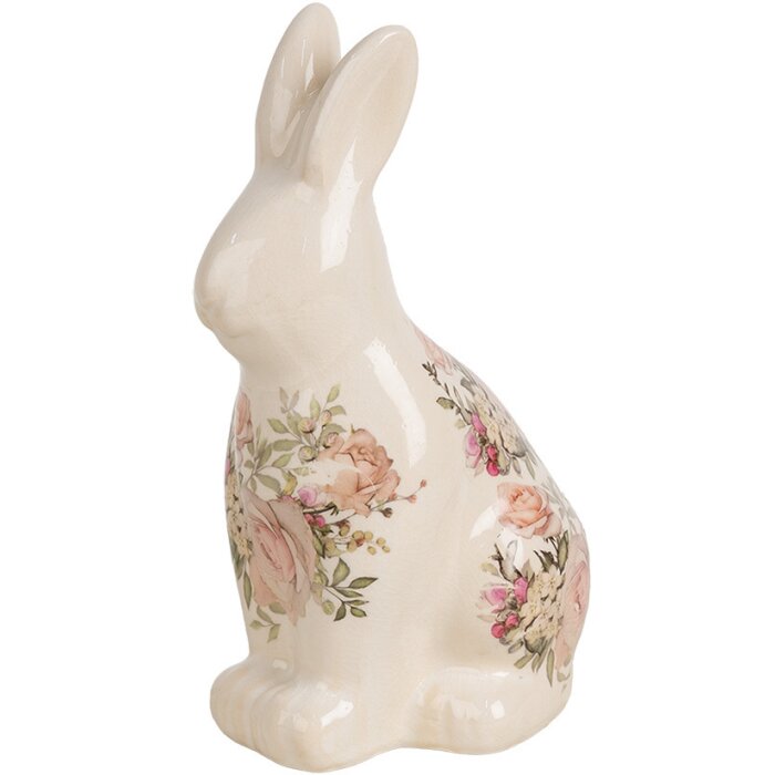 Clayre & Eef 6CE1956M Decoratief Konijn Keramiek 13x10x21 cm Landelijke Stijl Roze