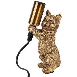 Clayre & Eef 6LMP791 Tafellamp Kat Goud 9x9x18 cm E14...