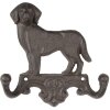 Clayre & Eef 6Y5650 Wandkapstok hond bruin ijzer 16x4x16 cm