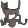 Clayre & Eef 6Y5651 Wandkapstok kat bruin ijzer 16x4x16 cm