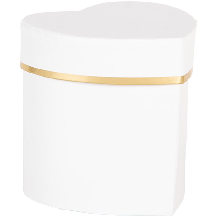 Clayre & Eef 66024W Geschenkdoos Hartvorm Witgoud 10x10x10 cm