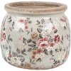 Clayre & Eef 6CE1964M Bloempot Grijs Roze Ø 16x13 cm Landelijke stijl
