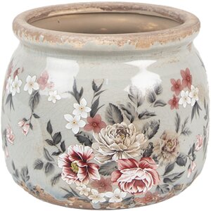 Clayre & Eef 6CE1964S Bloempot Grijs Roze Ø...