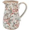 Clayre & Eef 6CE1965M Keramische kan grijs roze bloemen 16x12x18 cm landelijke stijl