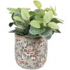 Clayre & Eef 6CE1966L Bloempot Grijs Roze Ø 17x16 cm Landelijke stijl