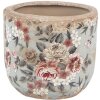 Clayre & Eef 6CE1966M Bloempot Grijs Roze Ø 14x13 cm Landelijke stijl