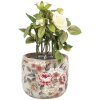 Clayre & Eef 6CE1966S Bloempot Grijs Roze Ø 10x9 cm Keramiek landelijke stijl
