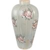 Clayre & Eef 6CE1970S Vaas Grijs Roze Ø17x28 cm Keramiek Landelijke Stijl