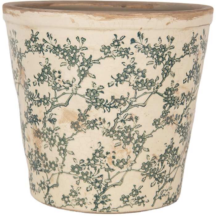 Clayre & Eef 6CE1976L Bloempotdecoratie Ø 21x20 cm Vintage bloempatroon