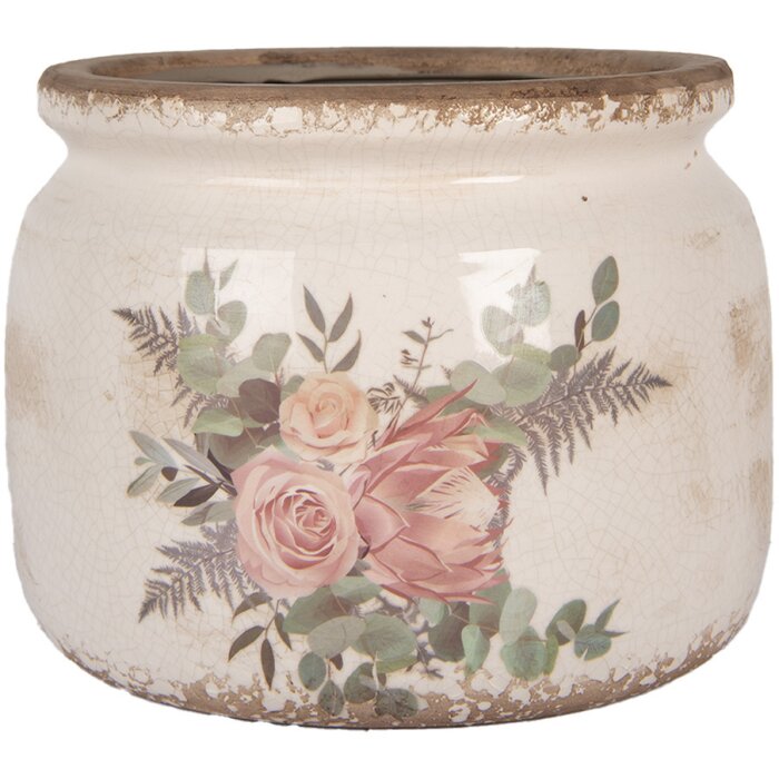 Clayre & Eef 6CE1978L Bloempotdecoratie Ø 20x15 cm Vintage Look