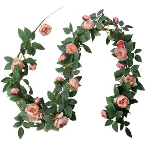 Clayre & Eef 6PL0322 Kunstbloemen Rozenkrans Roze...