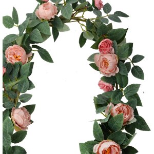 Clayre & Eef 6PL0322 Kunstbloemen Rozenkrans Roze Groen 150 cm