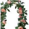 Clayre & Eef 6PL0322 Kunstbloemen Rozenkrans Roze Groen 150 cm