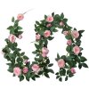 Clayre & Eef 6PL0323 Kunstmatige Rozenkrans Roze Groen 14x14x180 cm