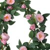 Clayre & Eef 6PL0323 Kunstmatige Rozenkrans Roze Groen 14x14x180 cm