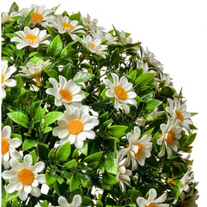 Clayre & Eef 6PL0324L Decoratieve bol kunstbloem madeliefje wit groen Ø 30 cm