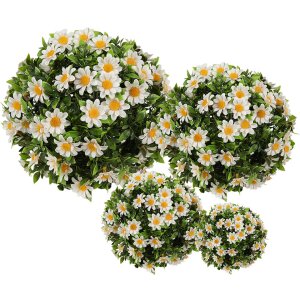 Clayre & Eef 6PL0324M Decoratieve bol kunstbloem madeliefje Ø 22 cm