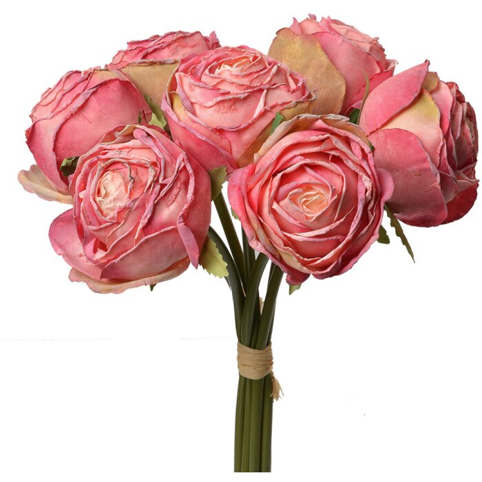 Clayre & Eef 6PL0336P Kunstbloemenboeket 7 Rozen Roze 16x14x34 cm