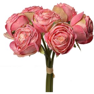 Clayre & Eef 6PL0336P Kunstbloemenboeket 7 Rozen Roze 16x14x34 cm