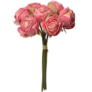 Clayre & Eef 6PL0336P Kunstbloemenboeket 7 Rozen Roze 16x14x34 cm