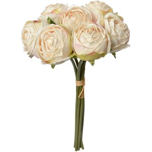Clayre & Eef 6PL0336W Kunstbloemenboeket 7 Rozen Wit 16x14x34 cm