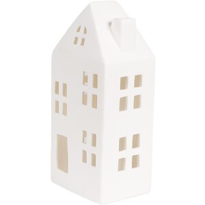 Clayre & Eef 6CE1792 LED Decoratief Huisje Porselein Wit 7x6x15 cm