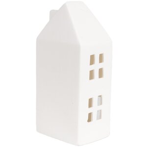 Clayre & Eef 6CE1792 LED Decoratief Huisje Porselein Wit 7x6x15 cm