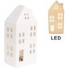 Clayre & Eef 6CE1792 LED Decoratief Huisje Porselein Wit 7x6x15 cm