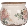 Clayre & Eef 6CE1978S Bloempot Ø12x10 cm Beige Roze Landelijke Stijl