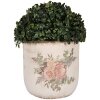 Clayre & Eef 6CE1981L Bloempot Keramiek Bloempatroon Beige Roze Ø 18x17 cm