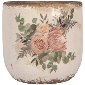 Clayre & Eef 6CE1981M Bloempot keramiek beige roze...