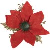 Clayre & Eef 65777 Kerstdecoratie Bloem Rood Goud Ø 14x5 cm