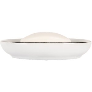 Clayre & Eef 6CE1999 Zeepbakje Keramiek Wit Kroonmotief 14x11x3 cm