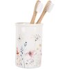 Clayre & Eef Tandenborstelhouder Wit Keramiek Bloem Ø 8x12 cm Landelijke Stijl