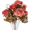 Clayre & Eef 6PL0341 Kunstbloemen Boeket Rozen Rood Goud 18x15x50 cm