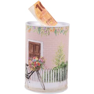 Clayre & Eef 6BL0155 Spaarpot Roze Retro Ø 10x15 cm