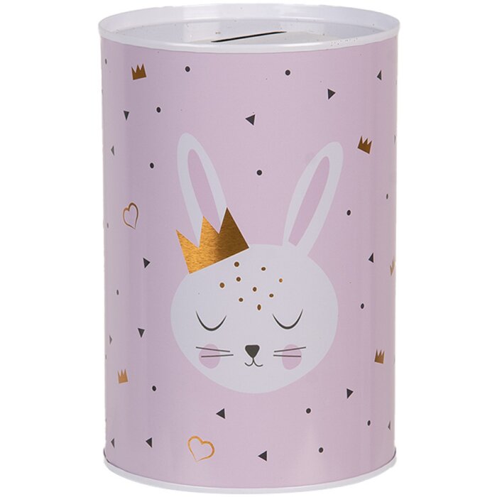 Clayre & Eef 6BL0164 Spaarpot Roze Konijntje Ø 10x15 cm