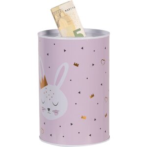 Clayre & Eef 6BL0164 Spaarpot Roze Konijntje Ø 10x15 cm