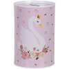 Clayre & Eef 6BL0165 Spaarpot Roze Wit Ø 10x15 cm Romantisch Zwaanmotief