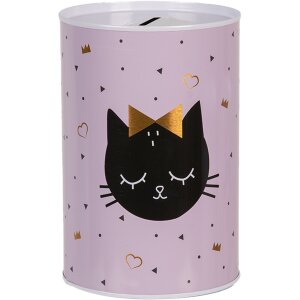 Clayre & Eef 6BL0166 Spaarpot Roze Kat Ø 10x15 cm