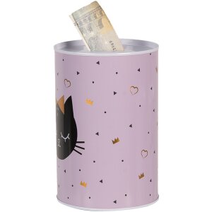 Clayre & Eef 6BL0166 Spaarpot Roze Kat Ø 10x15 cm