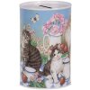 Clayre & Eef 6BL0167 Spaarpot kat motief Ø 8x13 cm landelijke stijl