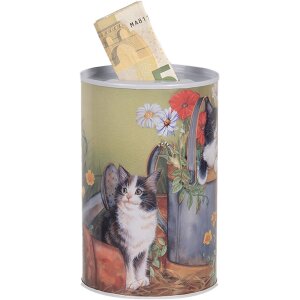 Clayre & Eef 6BL0168 Spaarpot kat motief Ø 8x13 cm landelijke stijl